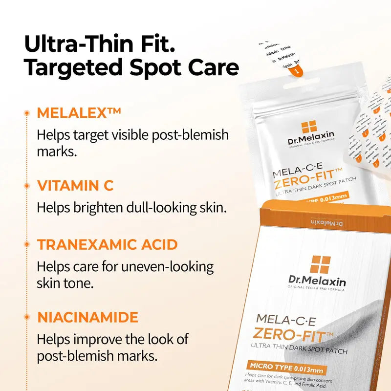 Zero-Fit Blemish & Dark Spot Patch Duo 72 Patches × 2 | S-ZINC + Mela-C·E Ultra Thin Spot Patches with Salicylic Acid, Acne Care, Sulfur, Vitamin C & Niacinamide