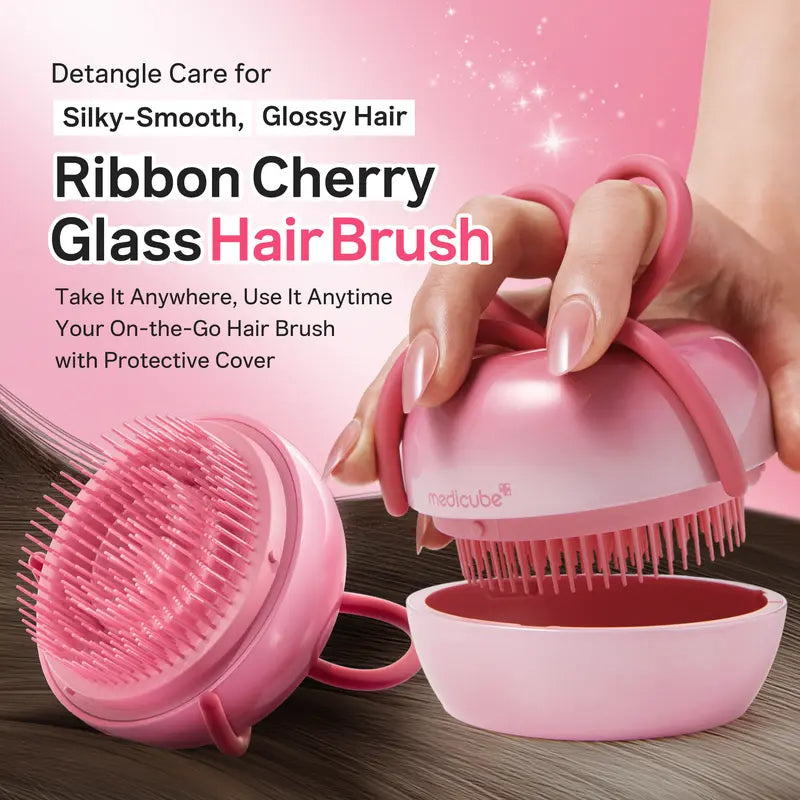 Ribbon Cherry Glass Hair Brush