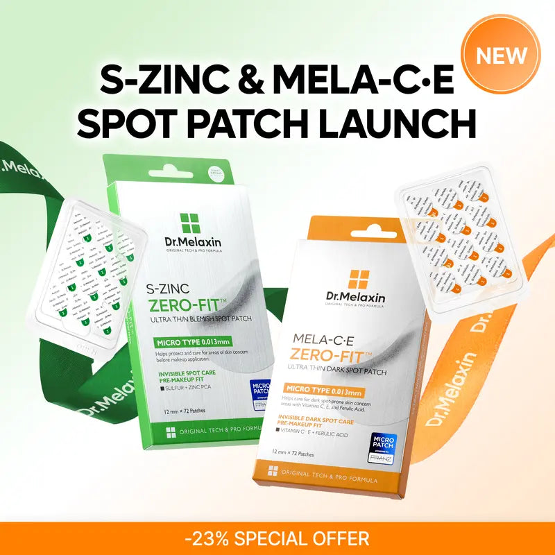 Zero-Fit Blemish & Dark Spot Patch Duo 72 Patches × 2 | S-ZINC + Mela-C·E Ultra Thin Spot Patches with Salicylic Acid, Acne Care, Sulfur, Vitamin C & Niacinamide