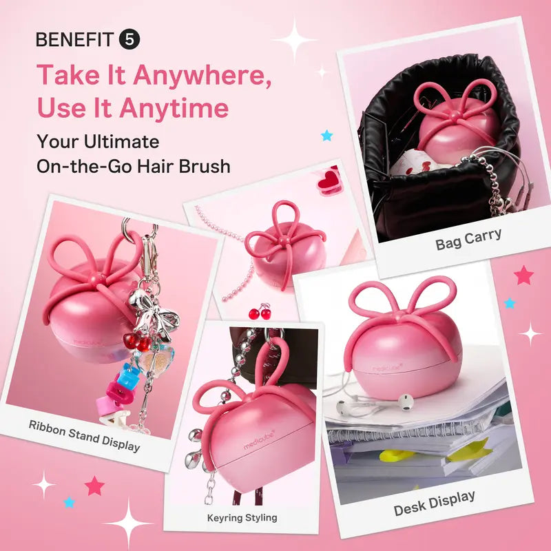 Ribbon Cherry Glass Hair Brush