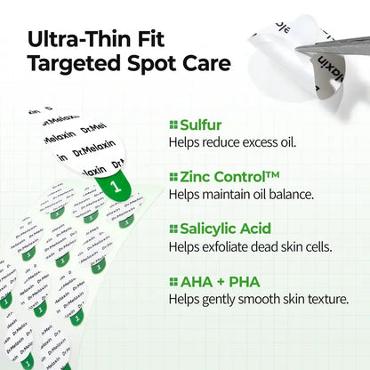 Zero-Fit Blemish & Dark Spot Patch Duo 72 Patches × 2 | S-ZINC + Mela-C·E Ultra Thin Spot Patches with Salicylic Acid, Acne Care, Sulfur, Vitamin C & Niacinamide