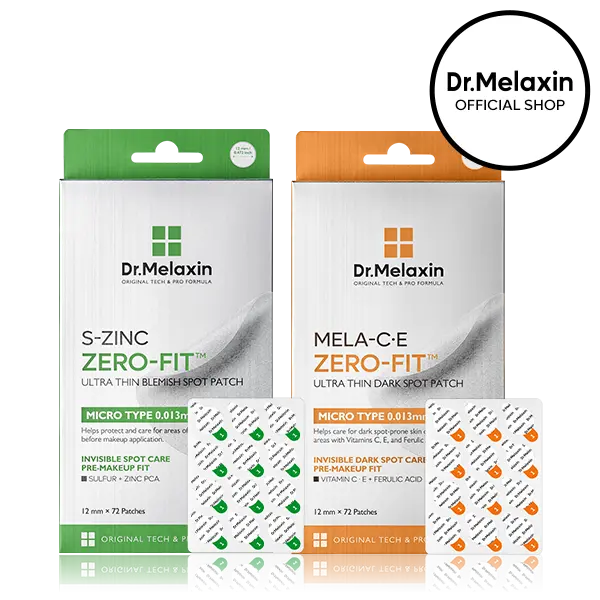 Zero-Fit Blemish & Dark Spot Patch Duo 72 Patches × 2 | S-ZINC + Mela-C·E Ultra Thin Spot Patches with Salicylic Acid, Acne Care, Sulfur, Vitamin C & Niacinamide