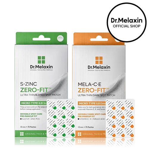 Zero-Fit Blemish & Dark Spot Patch Duo 72 Patches × 2 | S-ZINC + Mela-C·E Ultra Thin Spot Patches with Salicylic Acid, Acne Care, Sulfur, Vitamin C & Niacinamide