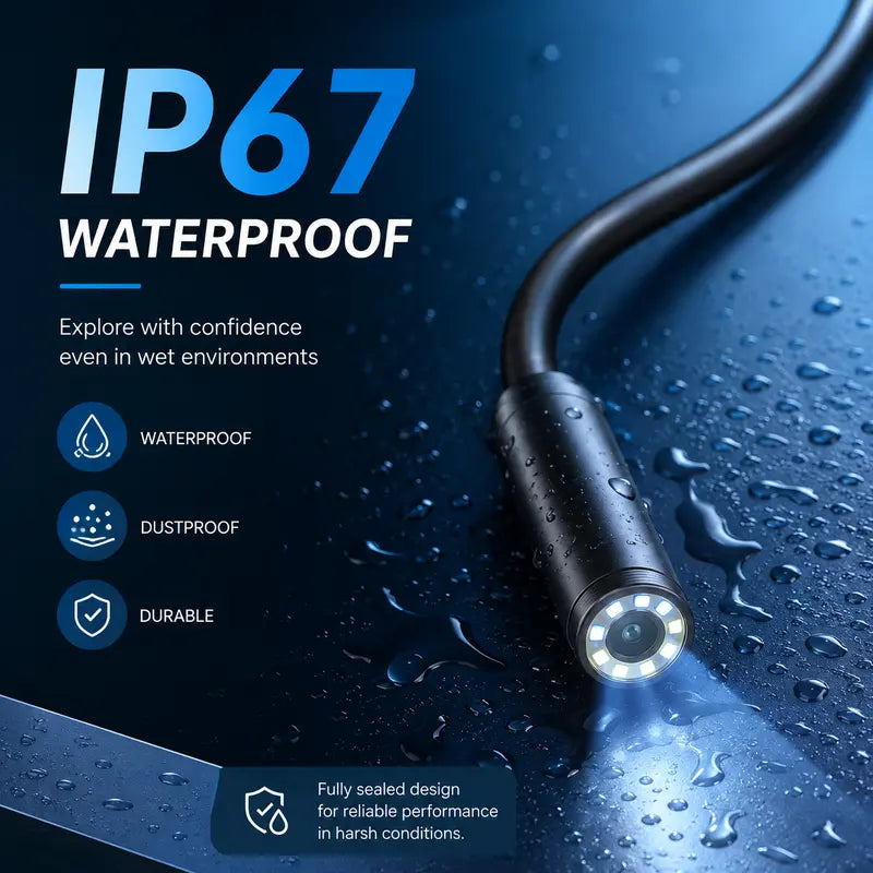 🚗 1920P HD Inspection Camera 🔍 8 LED • Waterproof • For iPhone & Android 📱