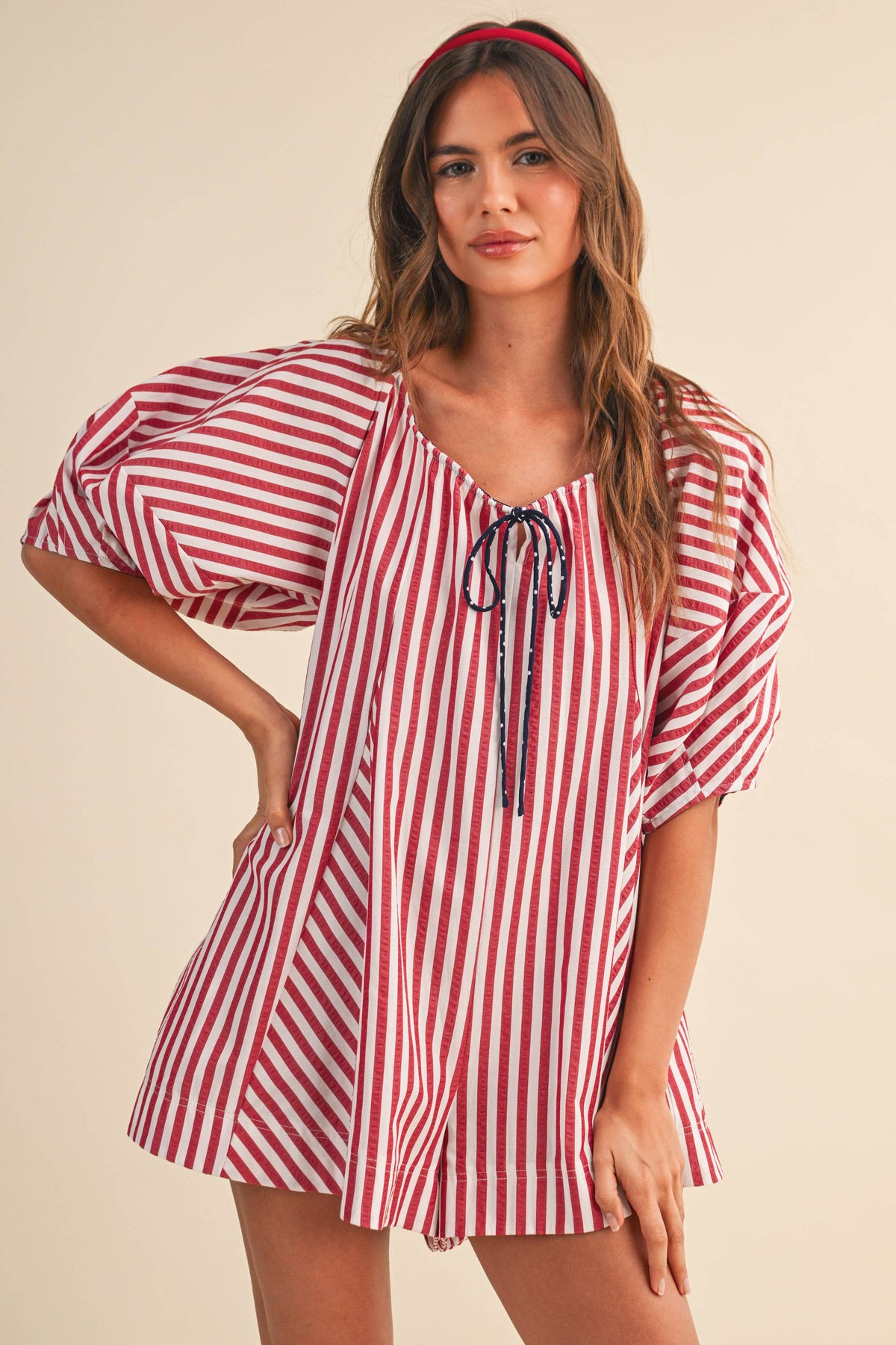 Seersucker Striped Romper