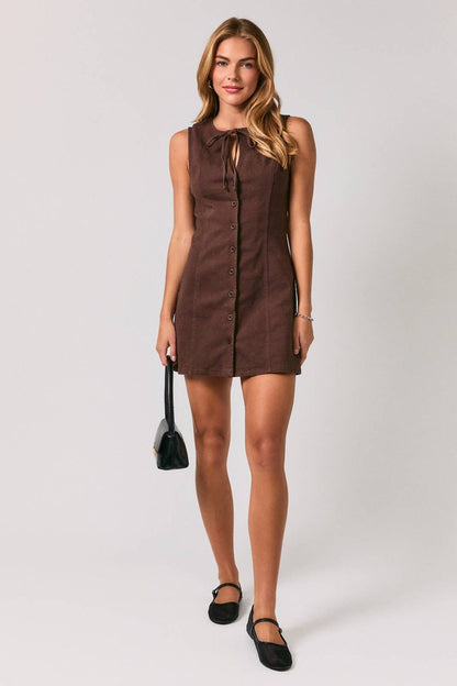 Suede Mini Bow Dress