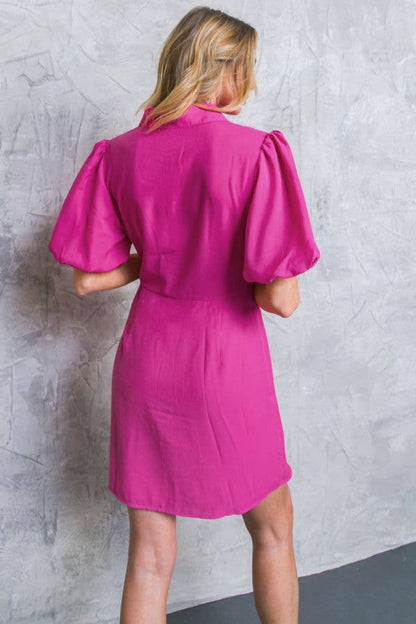 Raspberry Button Down Dress